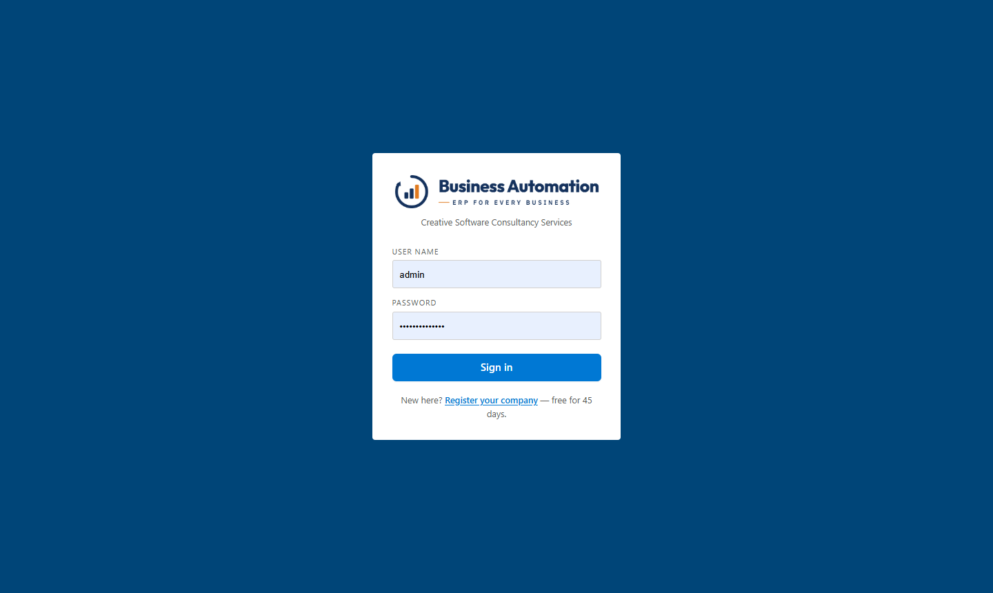 The sign-in page