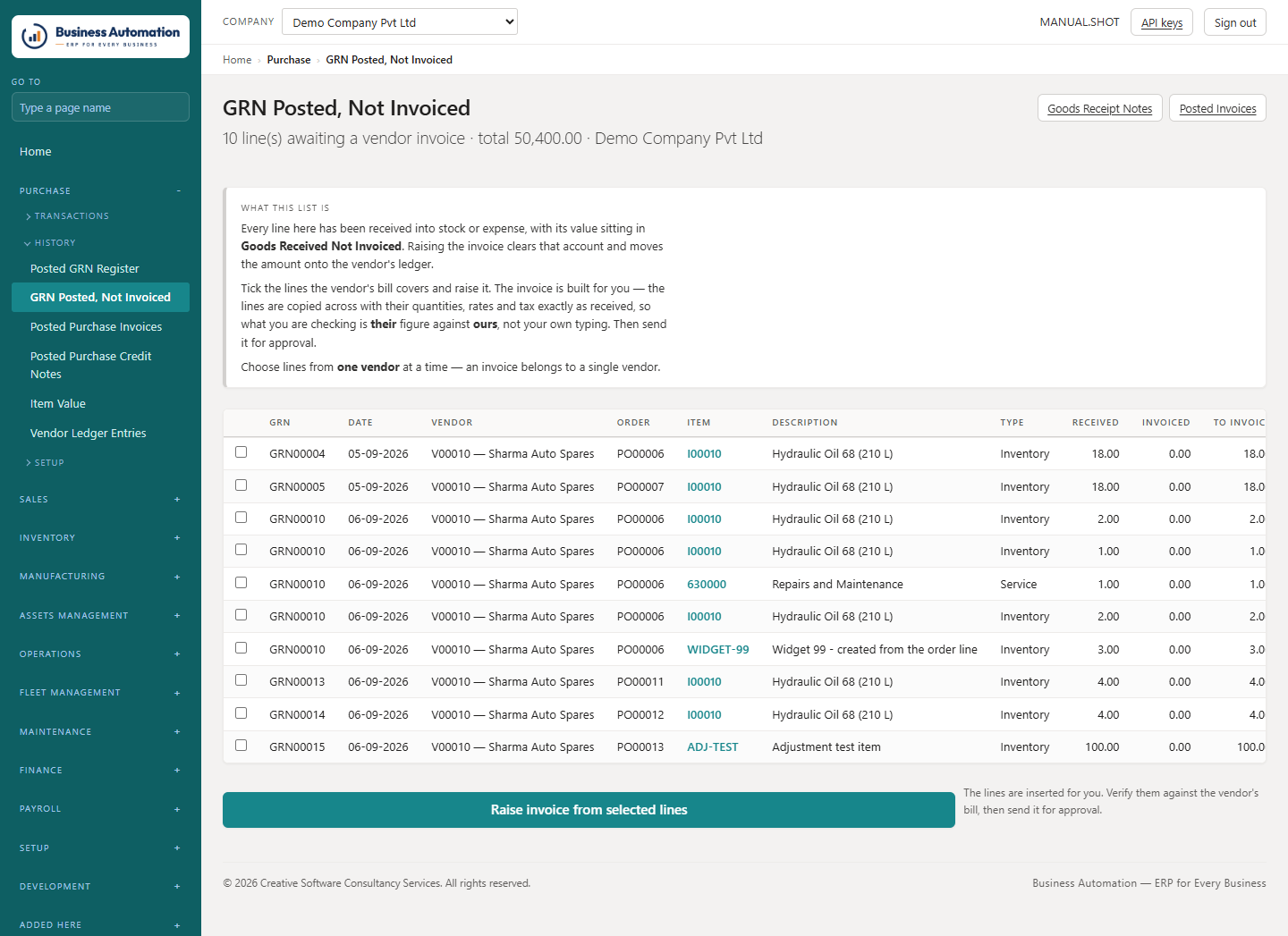 Received but not invoiced — what the vendor still owes us a bill for
