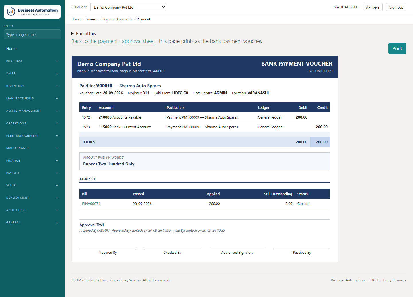 The payment voucher