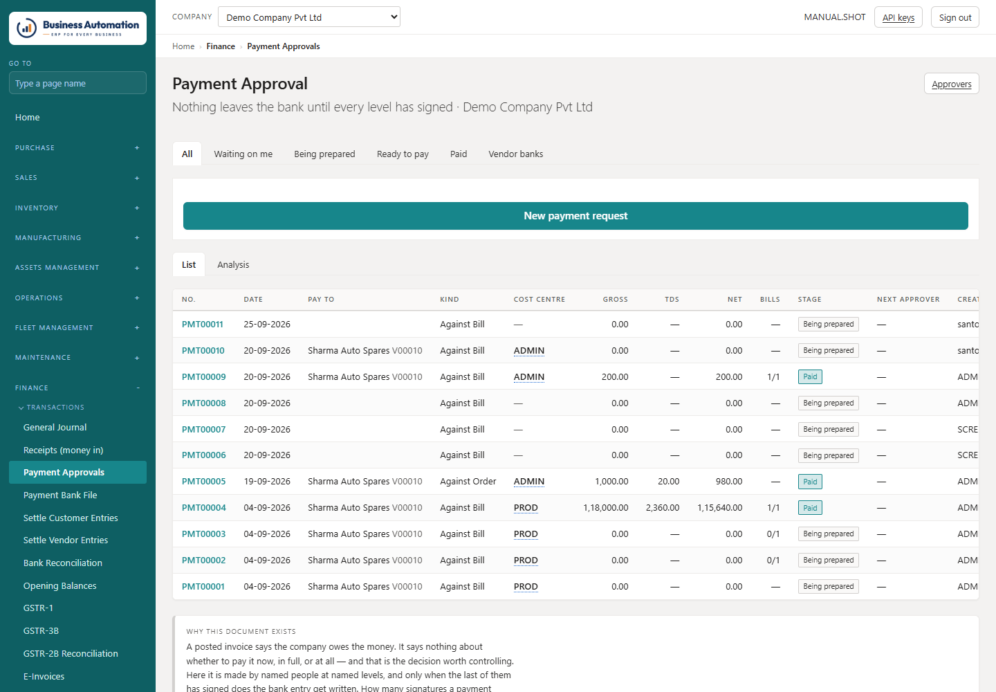 Payment approvals