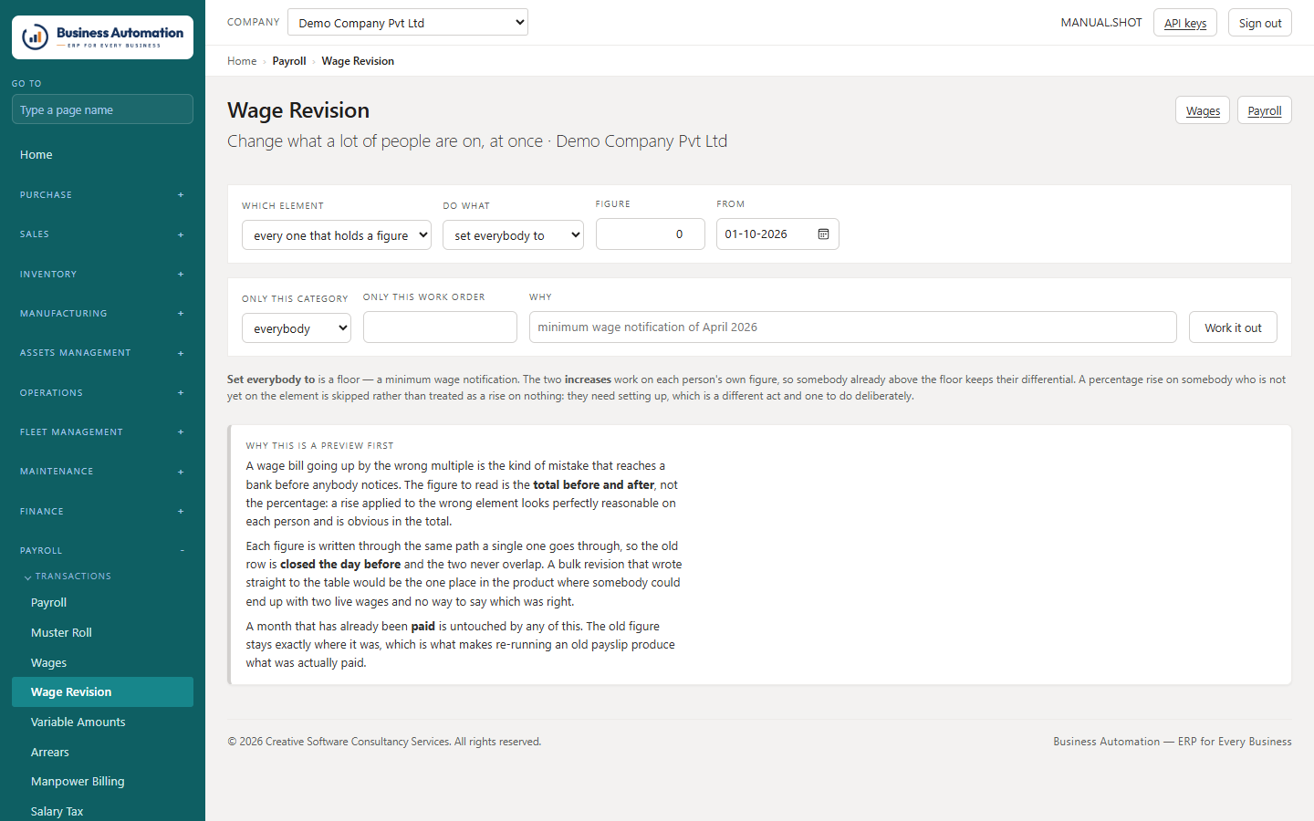 Wage revision with its preview