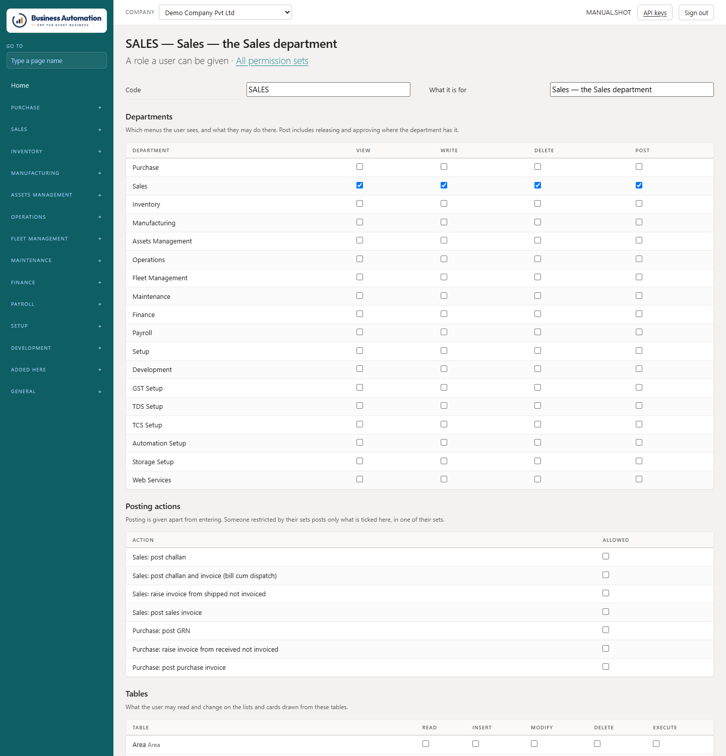 The SALES permission set